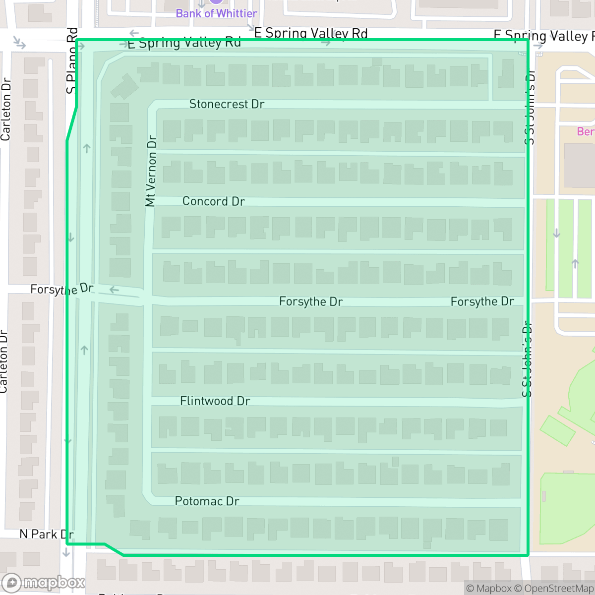 Map showing the location of Marlborough Square, Richardson, TX