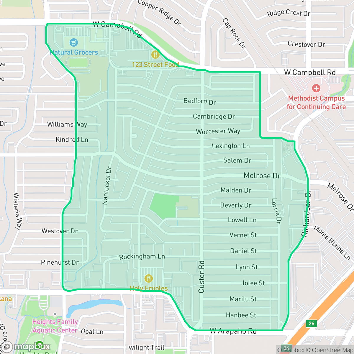 Map showing the location of Northrich, Richardson, TX
