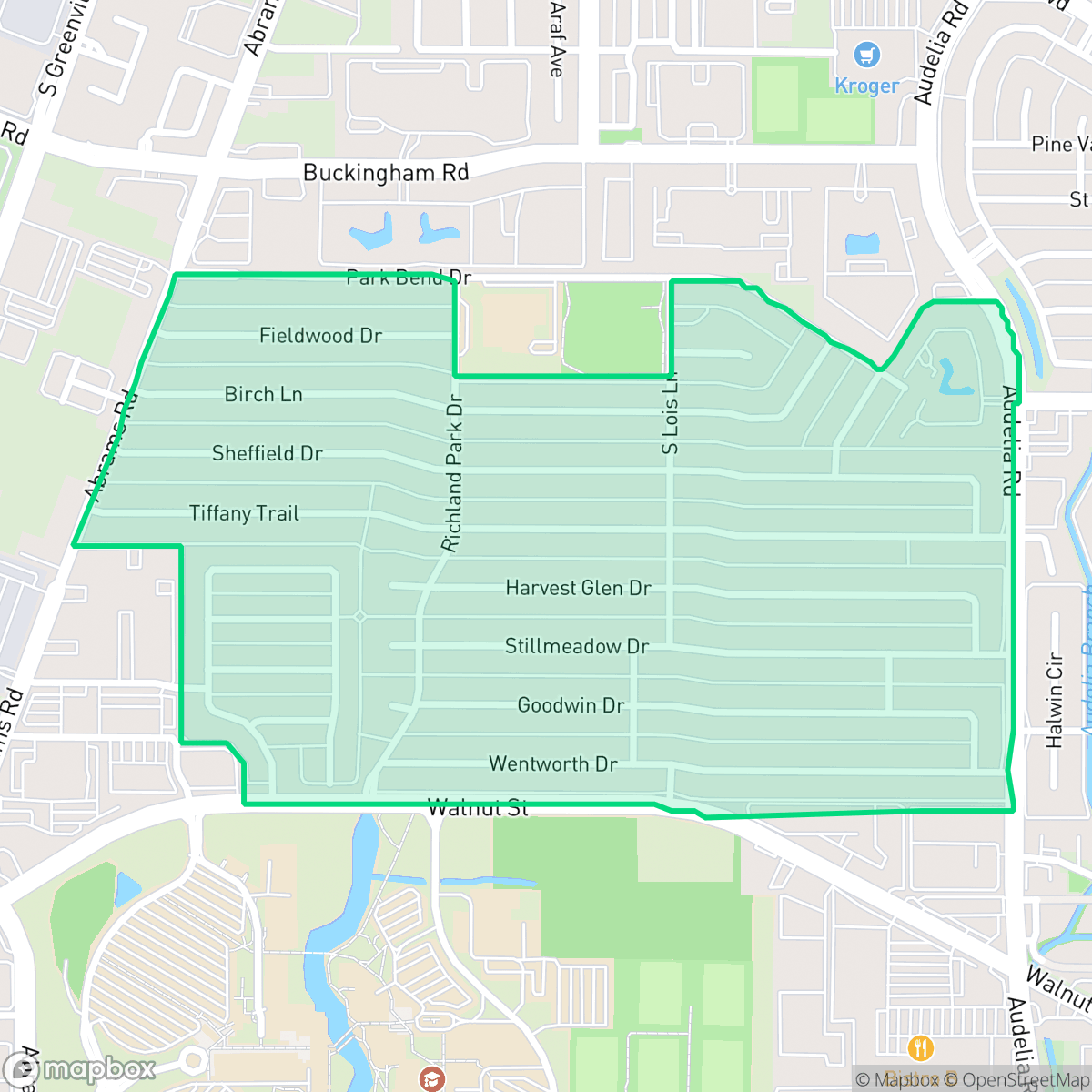 Map showing the location of Richland Park, Richardson, TX