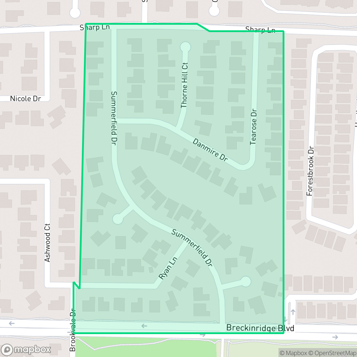 Map showing the location of Saddlebrook, Richardson, TX