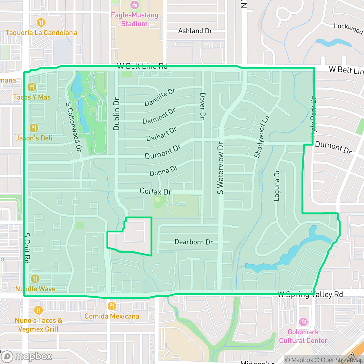 Map showing the location of Southwest Richardson, Richardson, TX