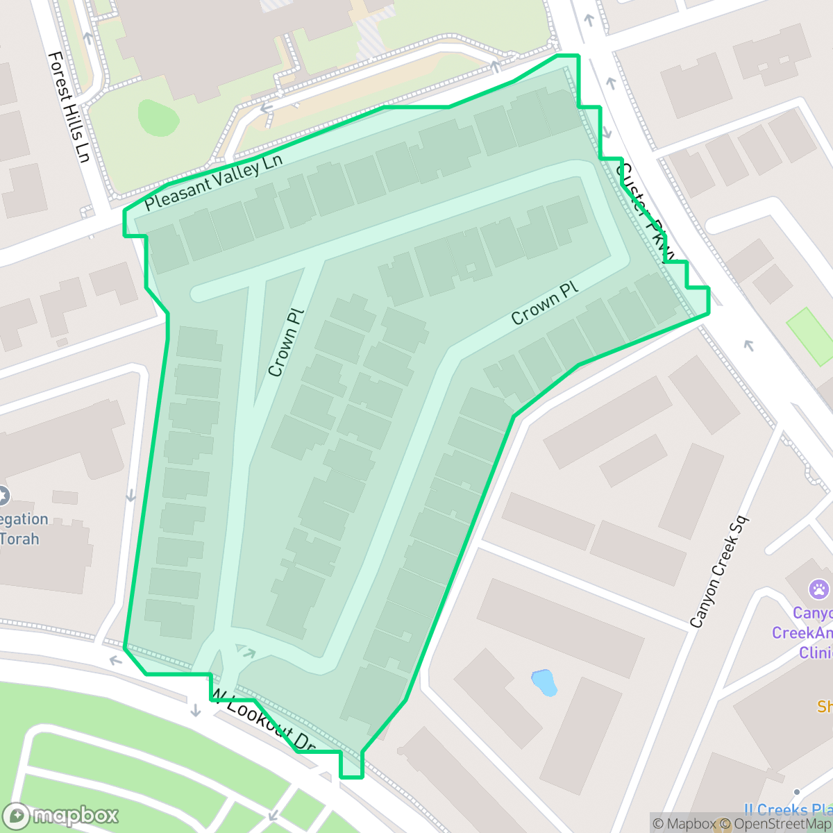 Map showing the location of The Crown, Richardson, TX