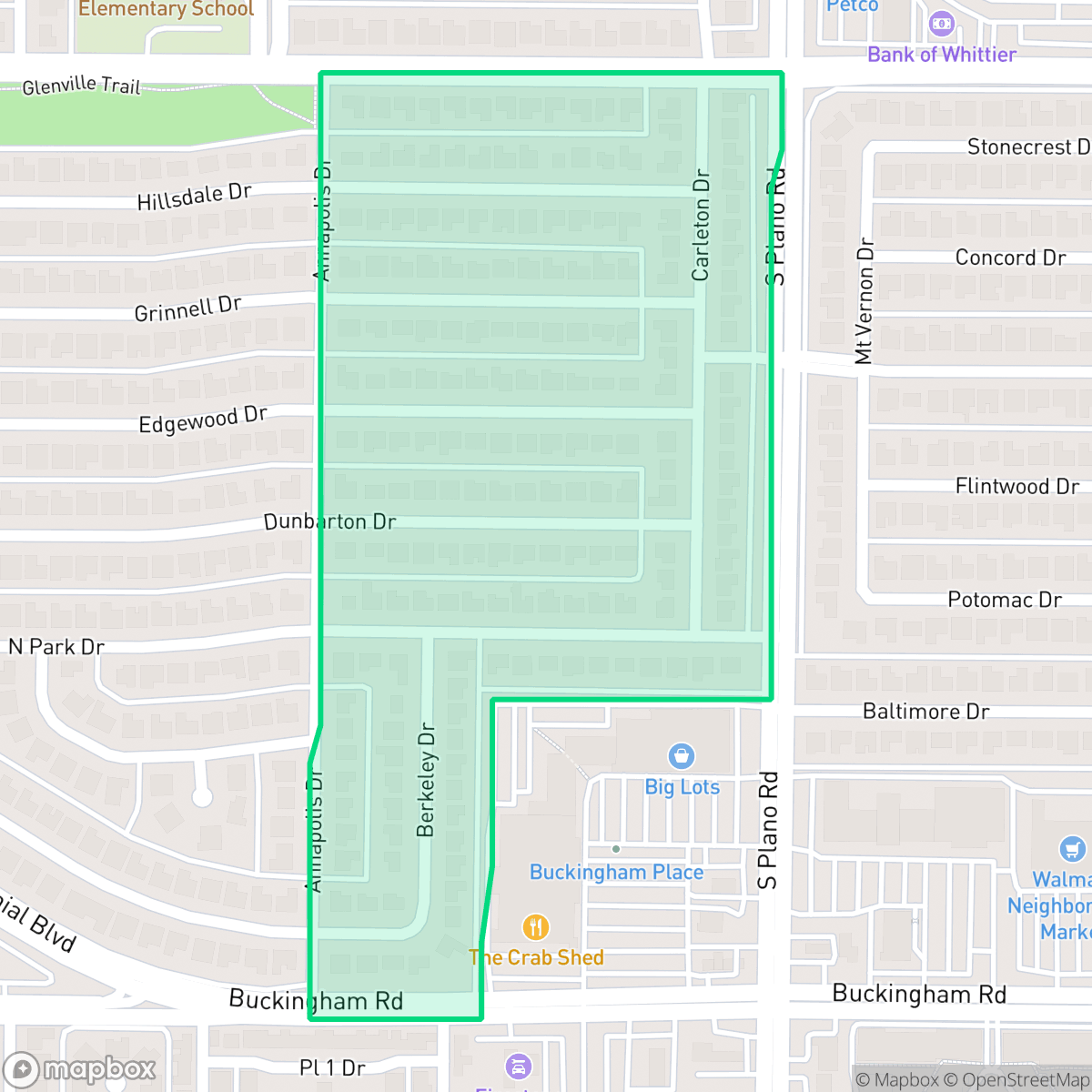 Map showing the location of Town North Park II, Richardson, TX
