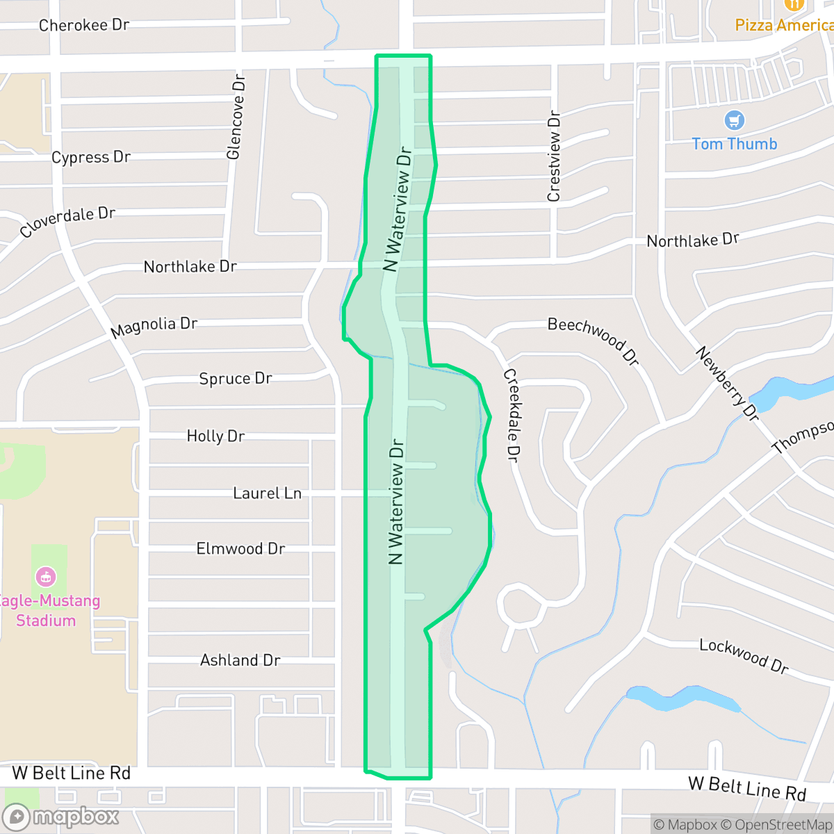 Map showing the location of Waterview Preservation, Richardson, TX