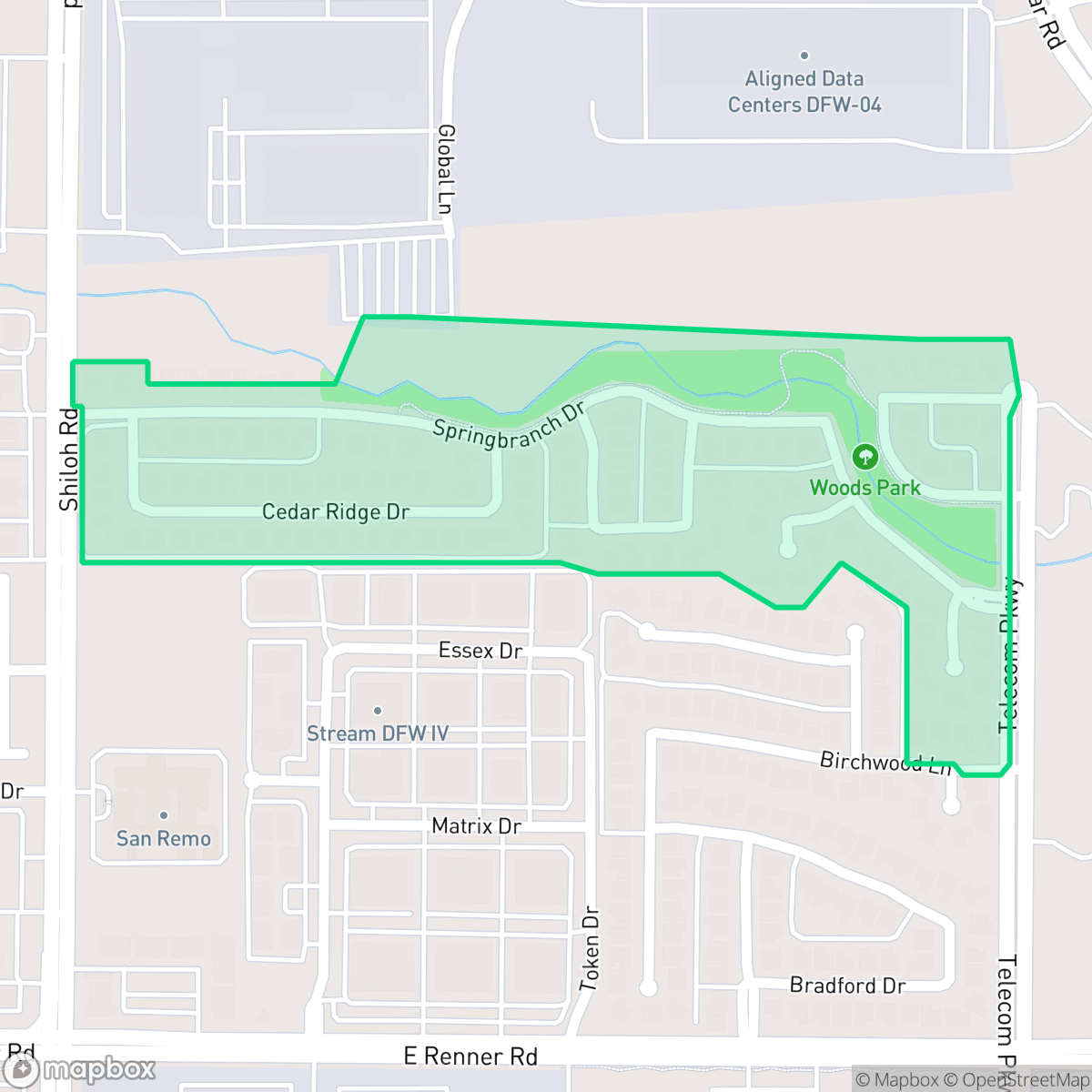 Map showing the location of Woods of Spring Creek II, Richardson, TX
