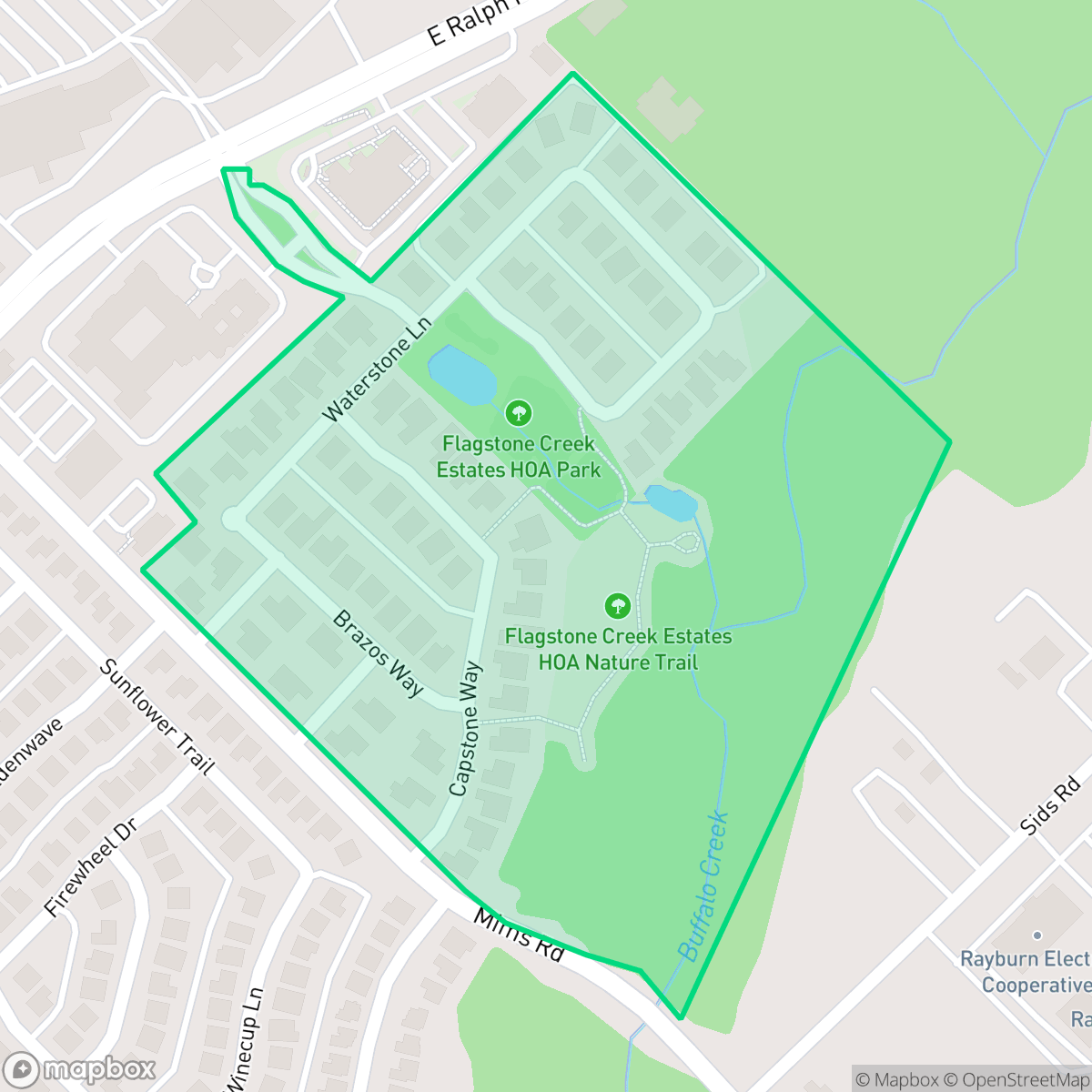 Map showing the location of Flagstone Estates, Rockwall, TX