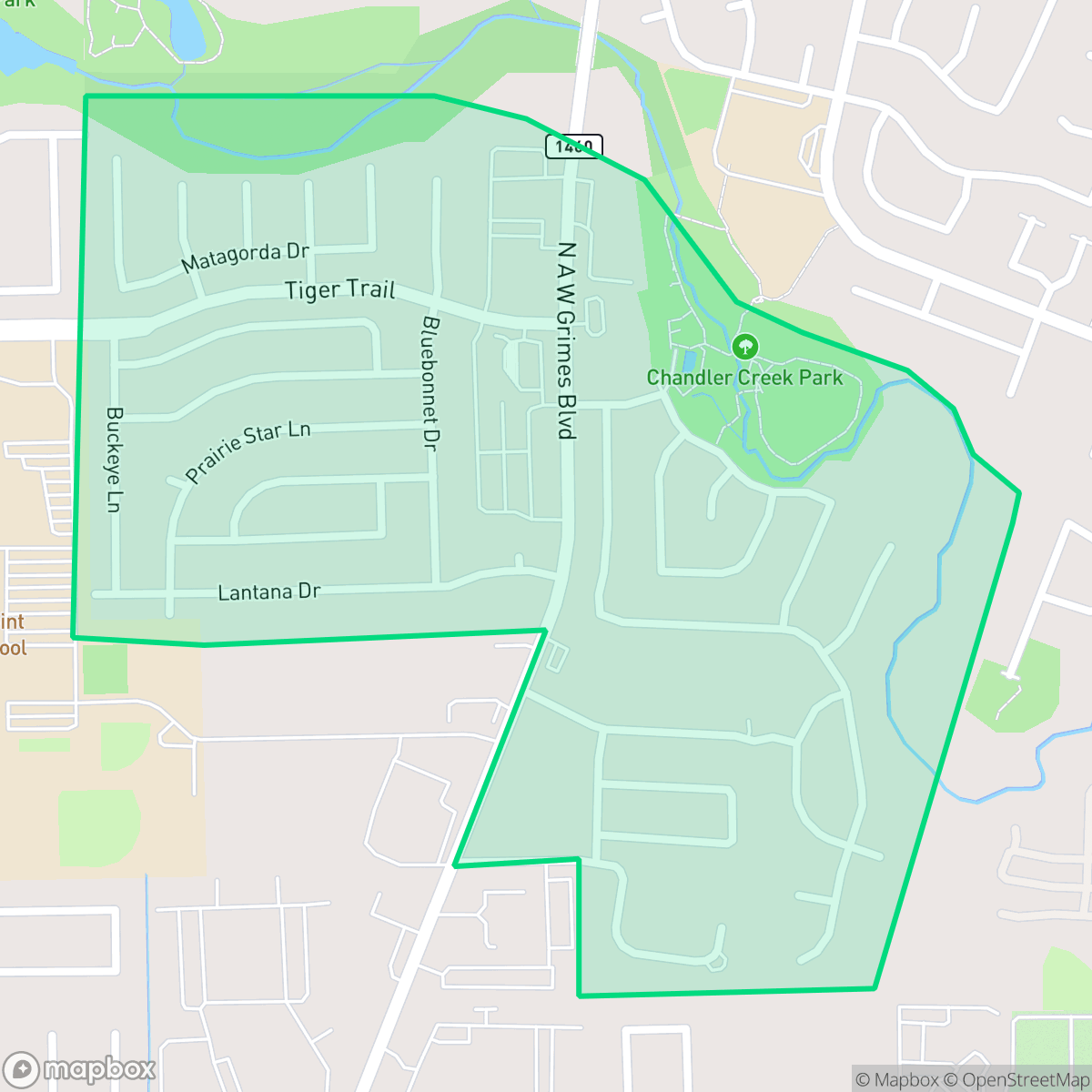 Map showing the location of Meadows of Chandler Creek, Round Rock, TX