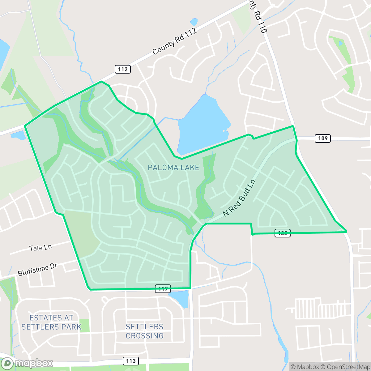 Map showing the location of Paloma Lake, Round Rock, TX