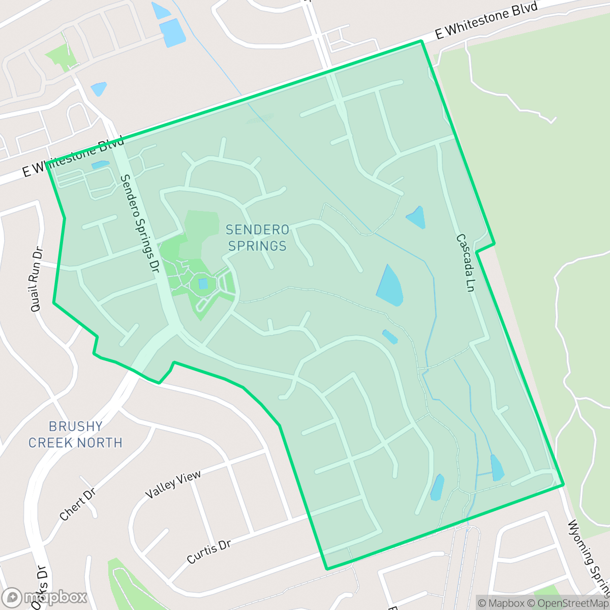 Map showing the location of Sendero Springs, Round Rock, TX