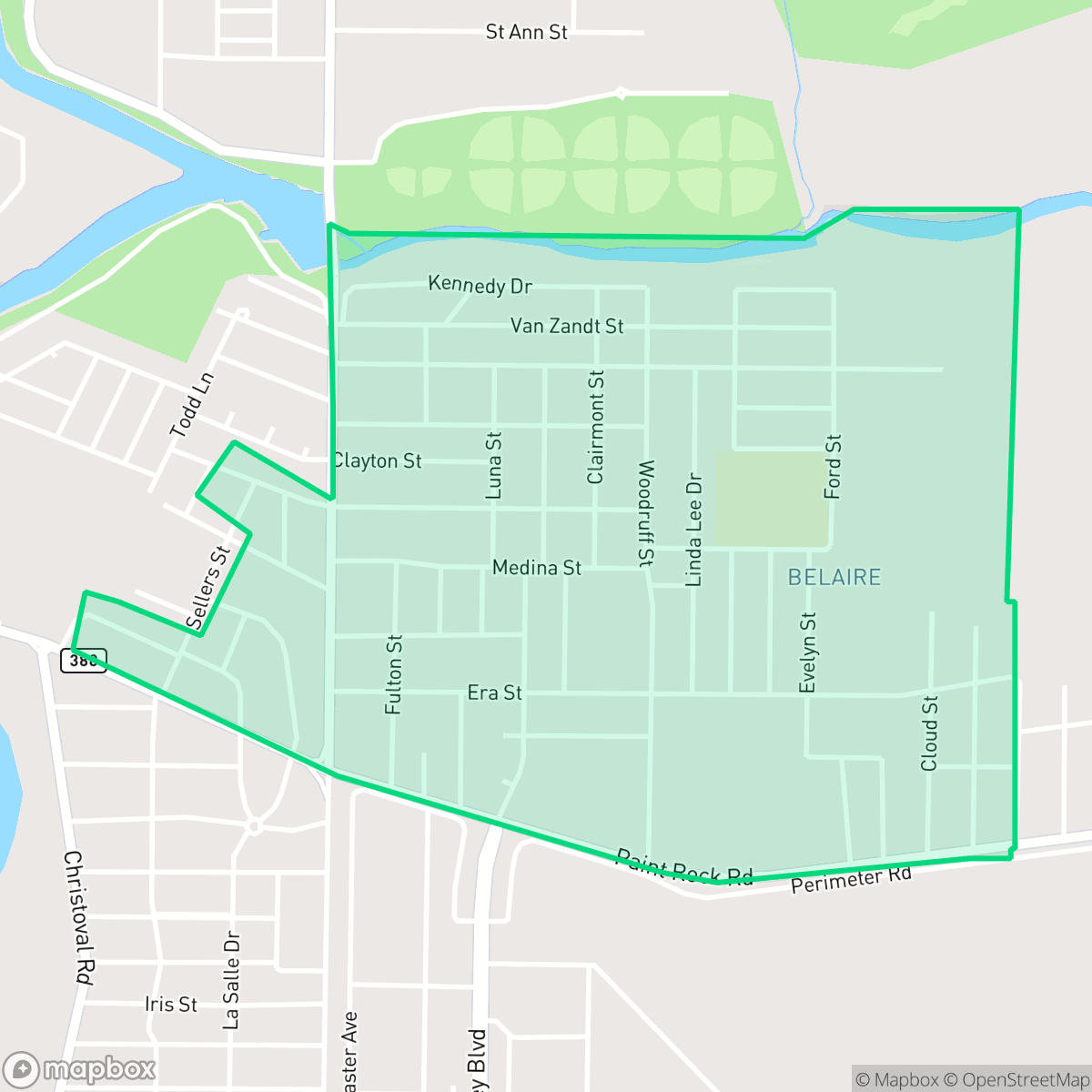 Map showing the location of Belaire, San Angelo, TX