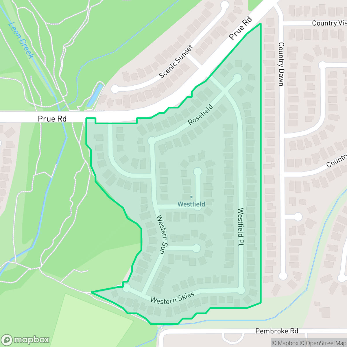 Map showing the location of Alamo Farmsteads-Babcock Road-Owners Association of Westfie, San Antonio, TX
