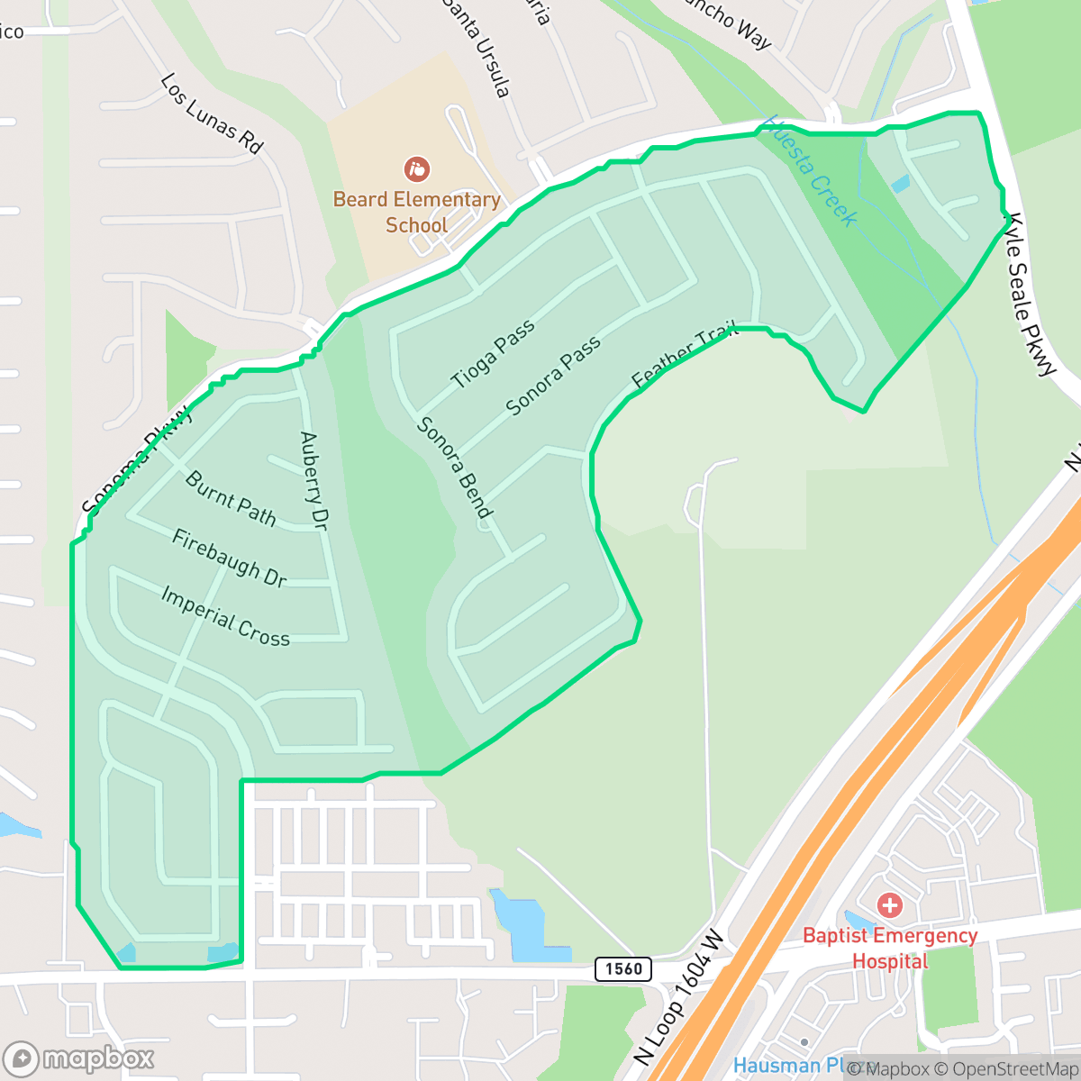 Map showing the location of Arbor at Sonoma Ranch, San Antonio, TX