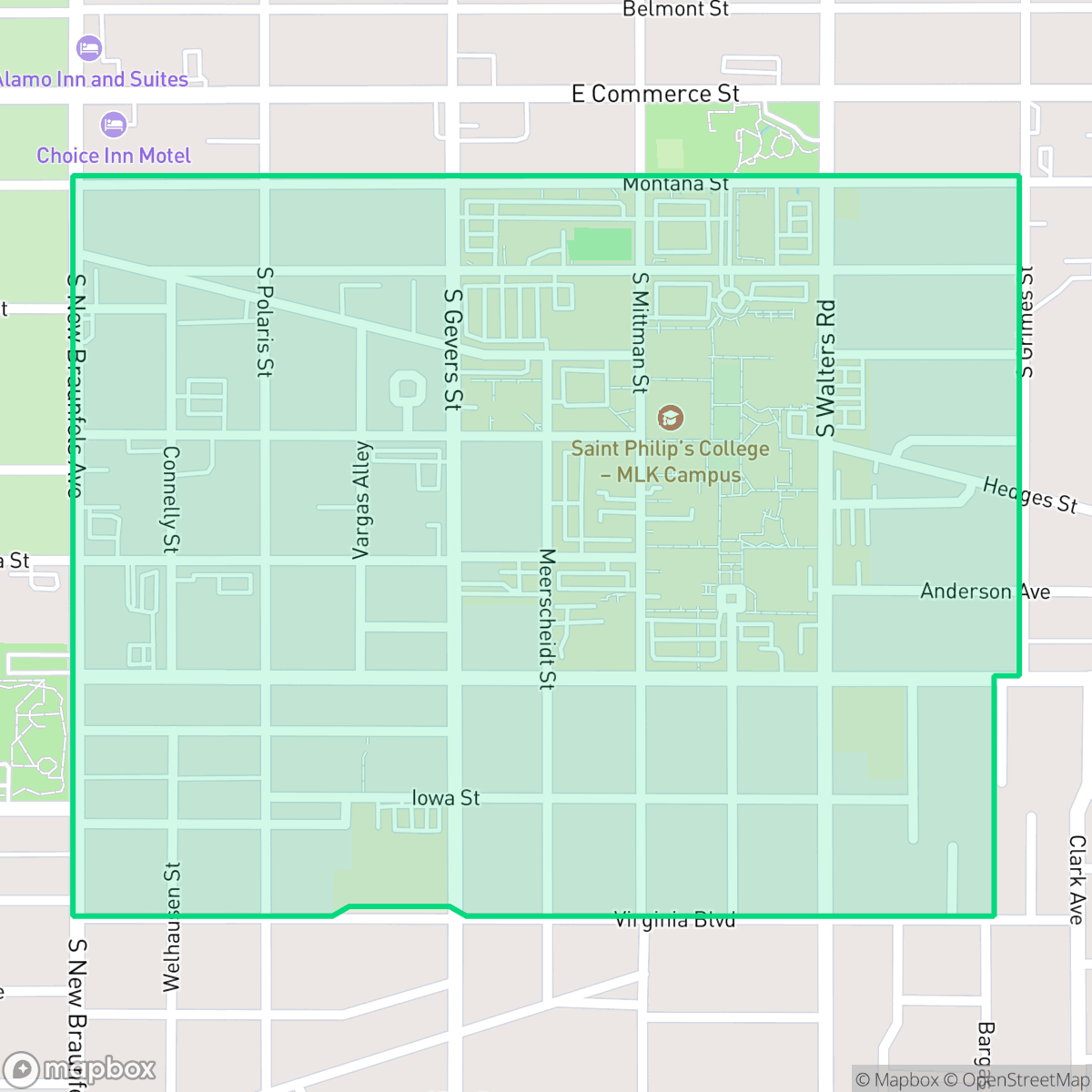 Map showing the location of Arena District, San Antonio, TX