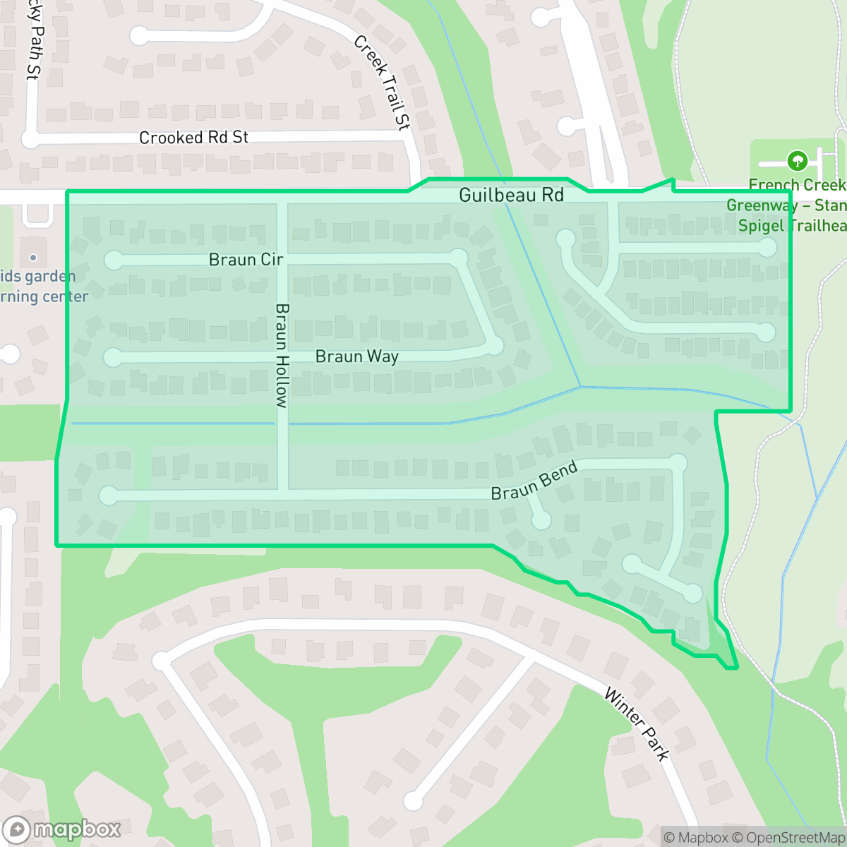 Map showing the location of Braun Hollow, San Antonio, TX