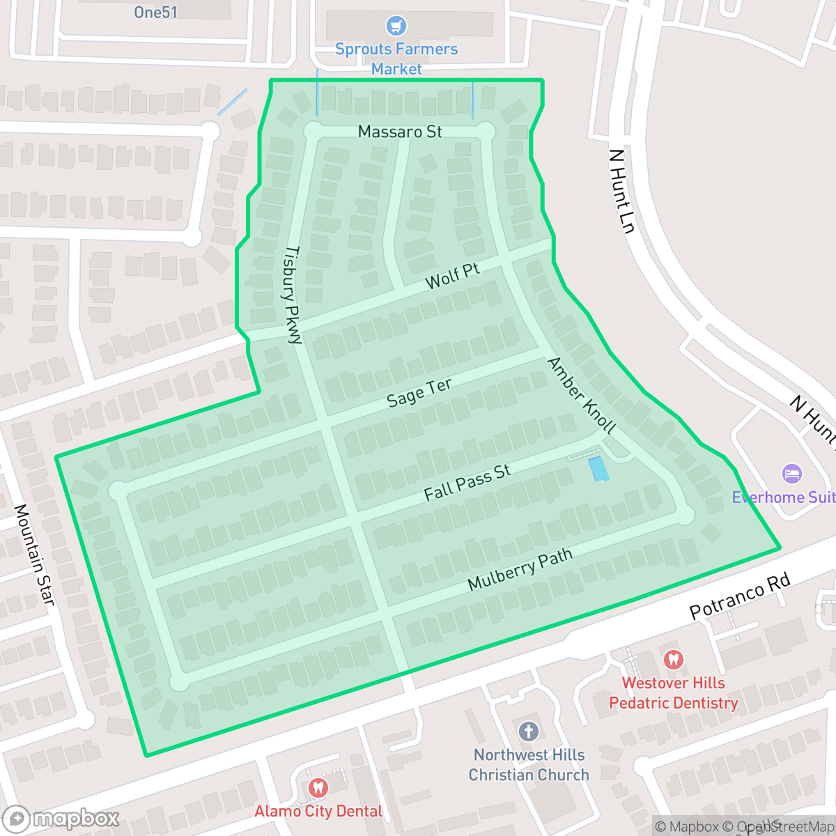 Map showing the location of Brycewood, San Antonio, TX