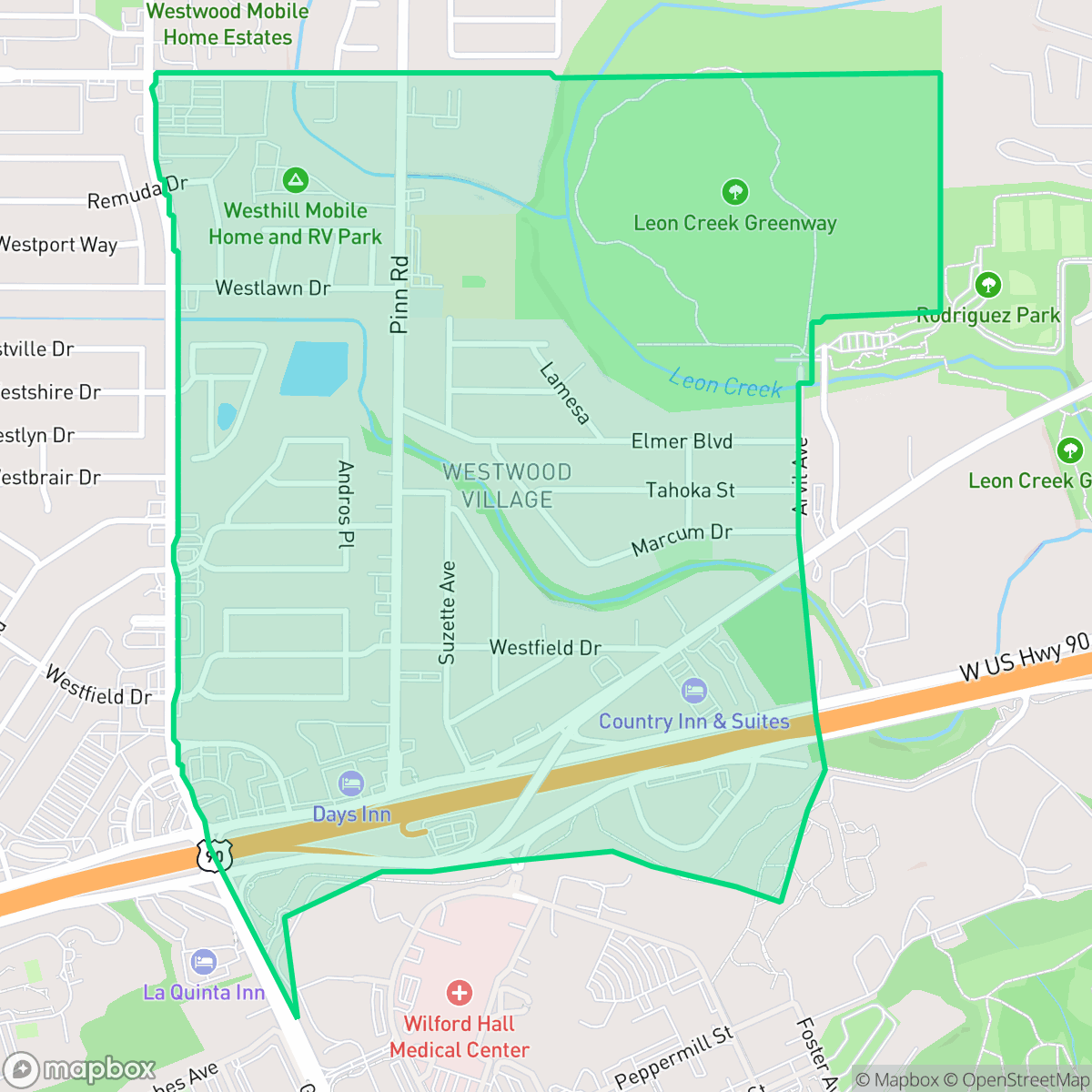 Map showing the location of Cable-Westwood, San Antonio, TX