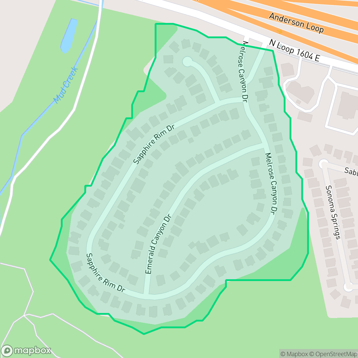 Map showing the location of Canyon View, San Antonio, TX