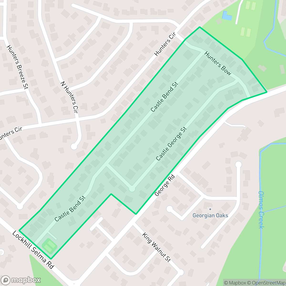 Map showing the location of Castle Wood Forest, San Antonio, TX