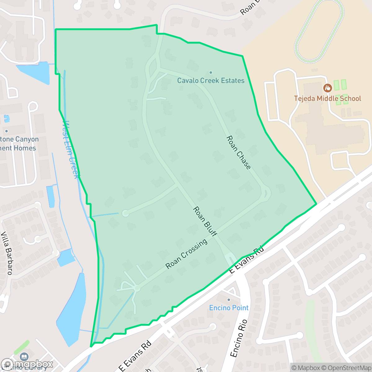 Map showing the location of Cavalo Creek Estates, San Antonio, TX
