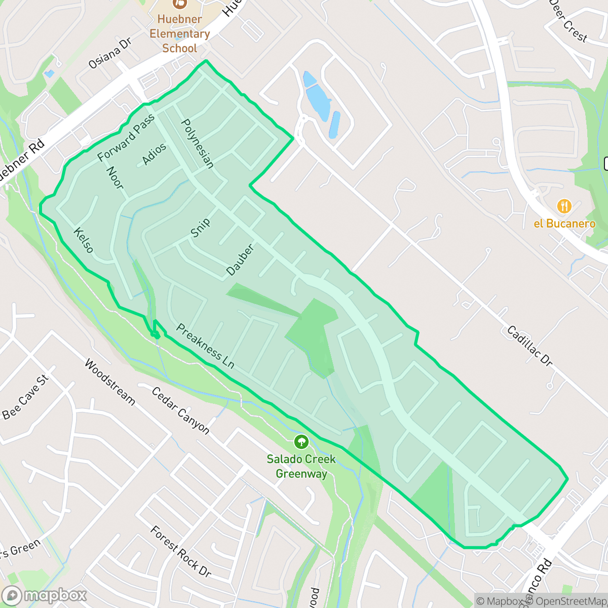 Map showing the location of Churchill Estates, San Antonio, TX