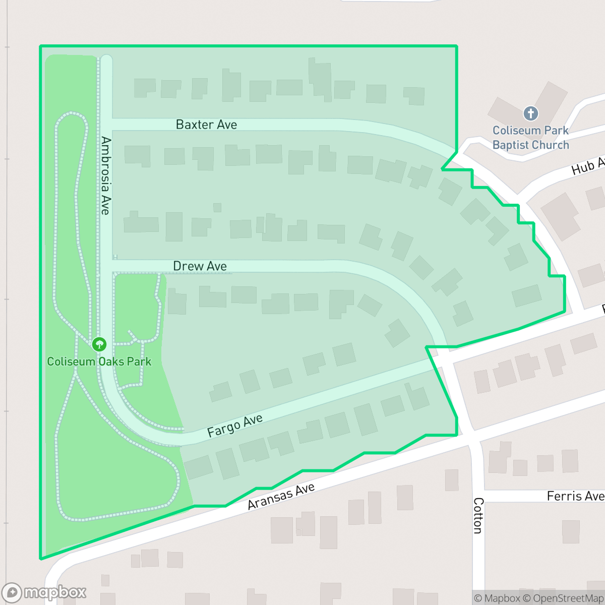 Map showing the location of Coliseum Oaks, San Antonio, TX