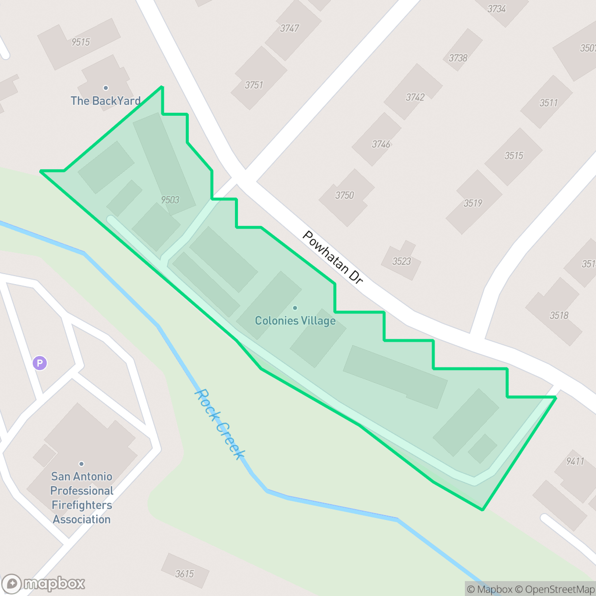 Map showing the location of Colonies Village-Vance Jackson, San Antonio, TX