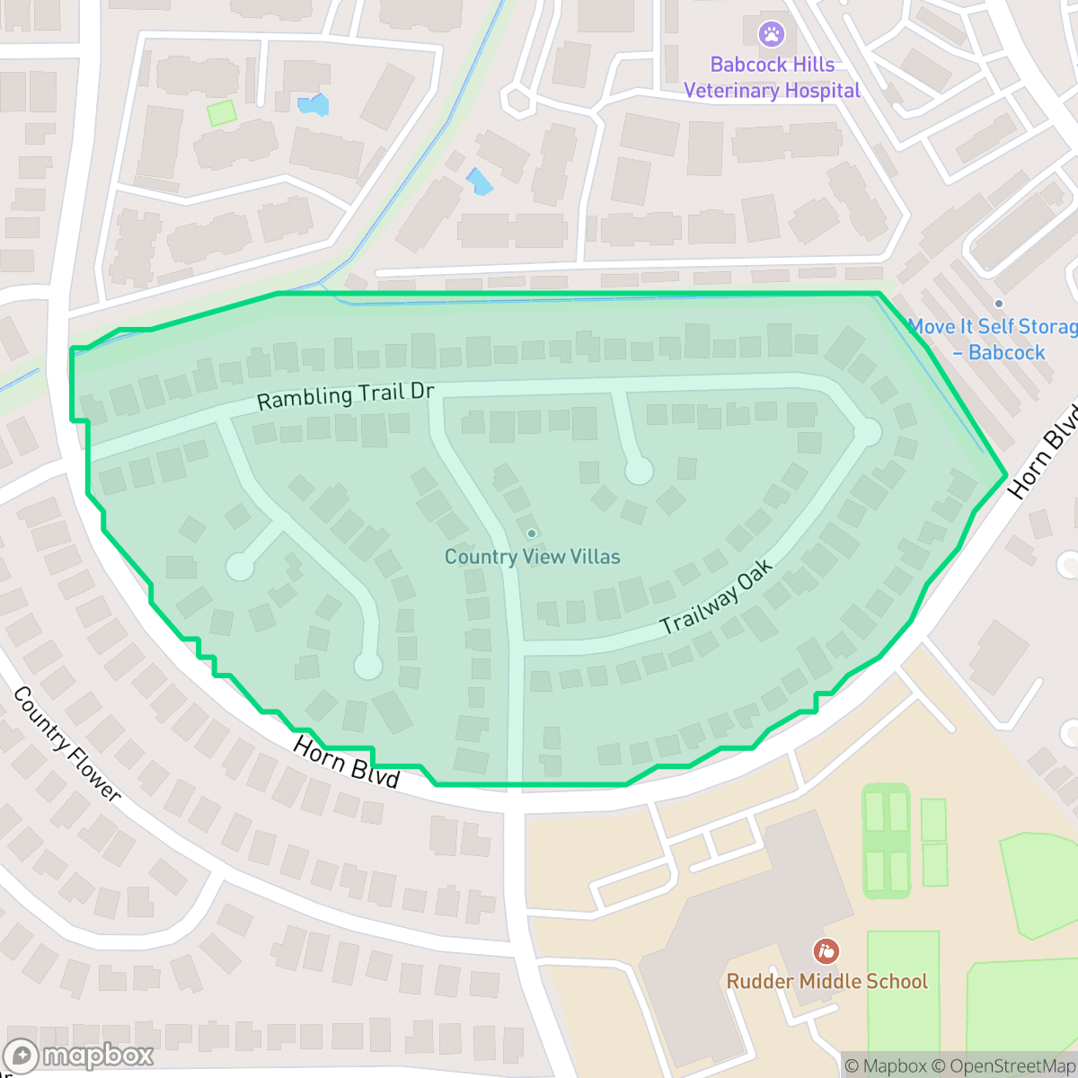 Map showing the location of Country View Village-Alamo Farmsteads-Babcock Road, San Antonio, TX