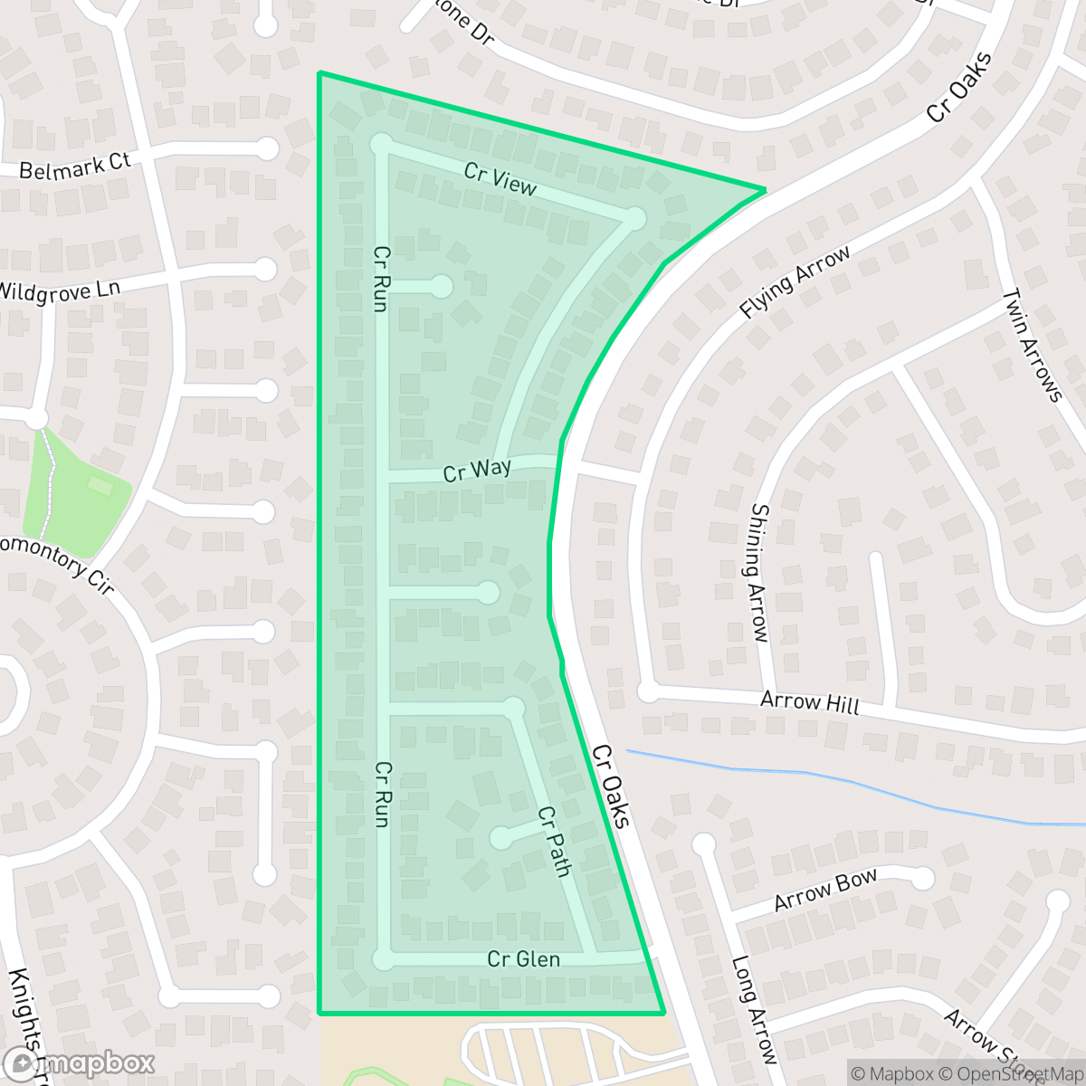 Map showing the location of Crescent Oaks, San Antonio, TX