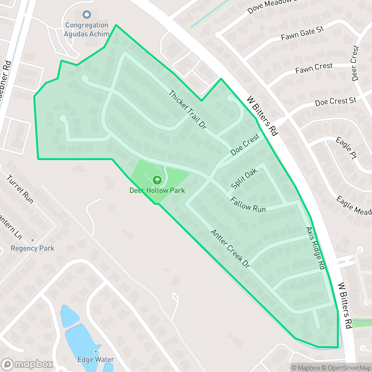 Map showing the location of Deer Hollow, San Antonio, TX