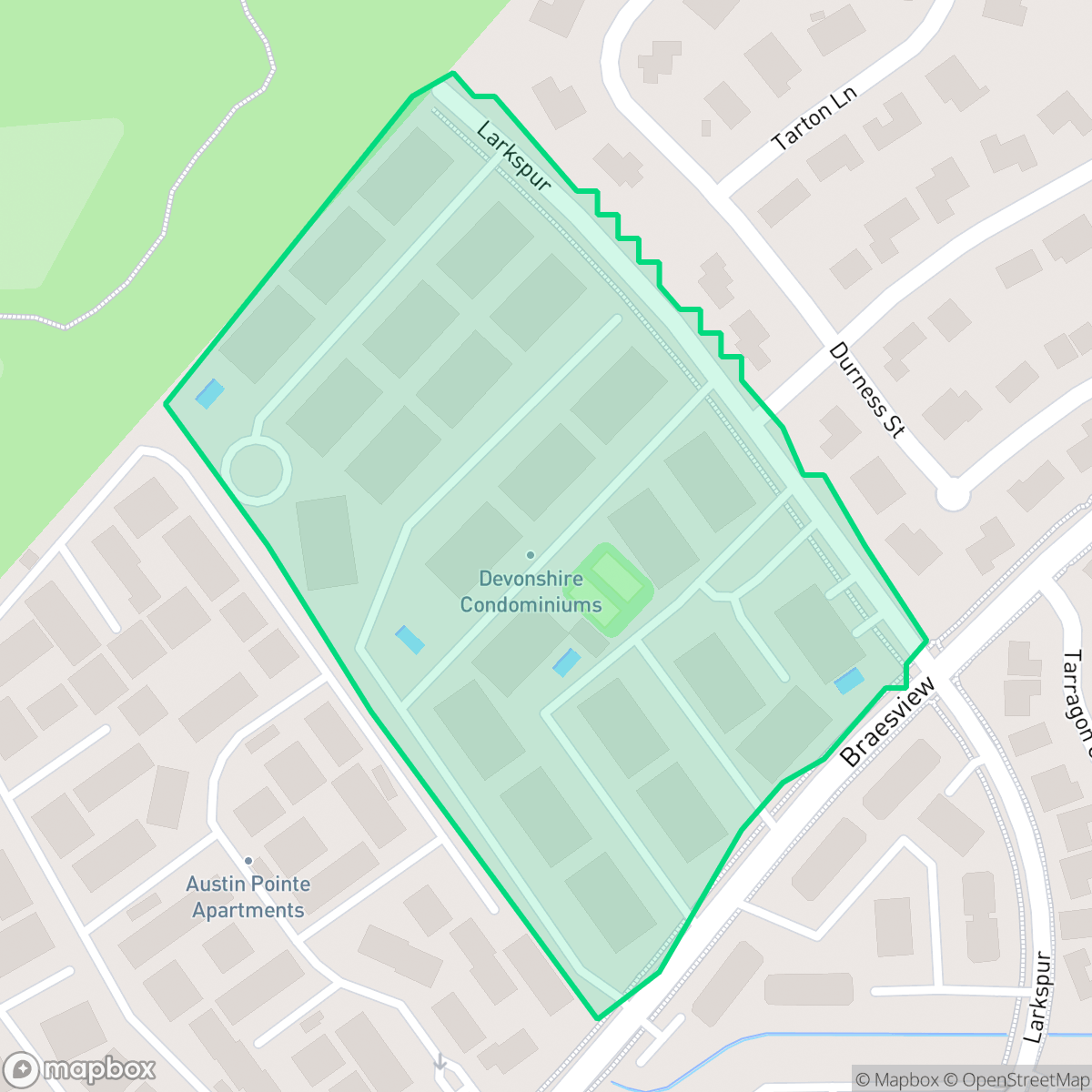 Map showing the location of Devonshire Condominiums, San Antonio, TX