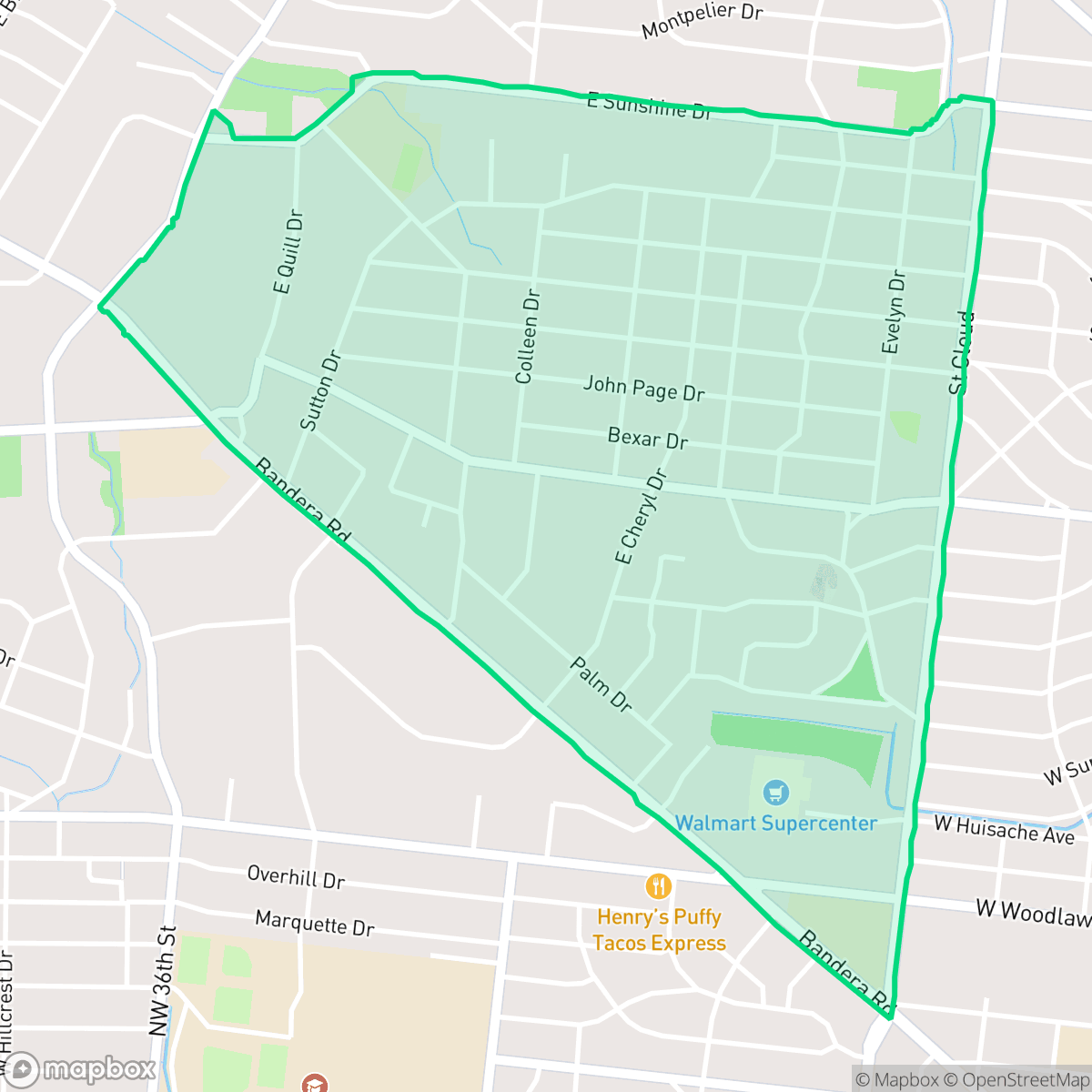Map showing the location of Donaldson Terrace, San Antonio, TX