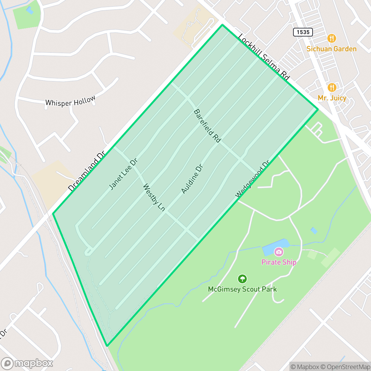 Map showing the location of Dreamland Oaks, San Antonio, TX