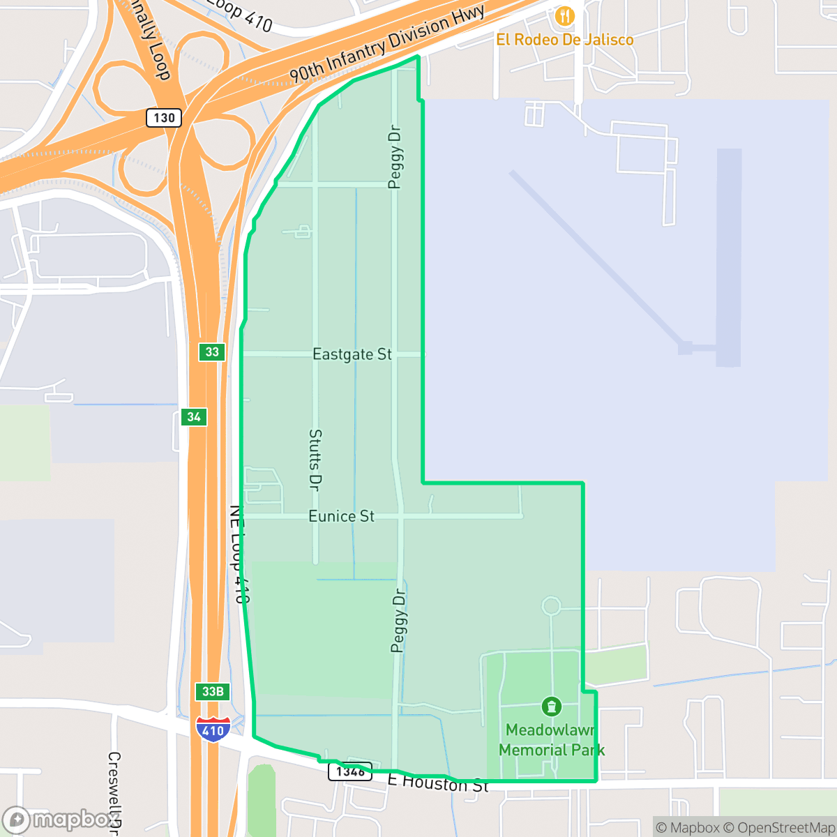 Map showing the location of Eastgate, San Antonio, TX