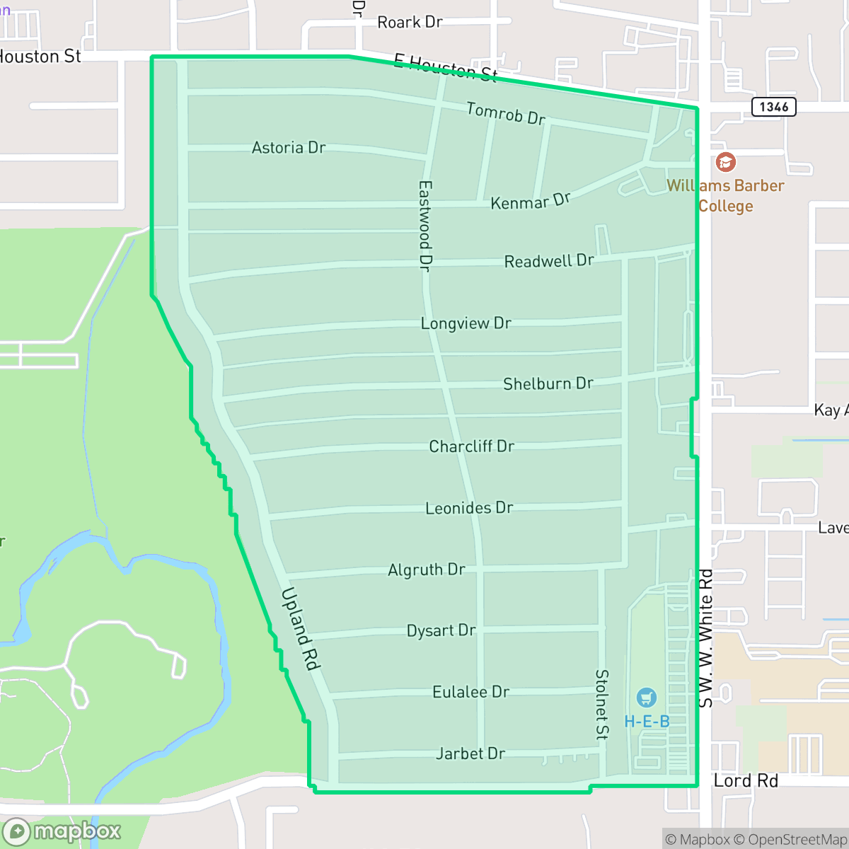 Map showing the location of Eastwood Village, San Antonio, TX