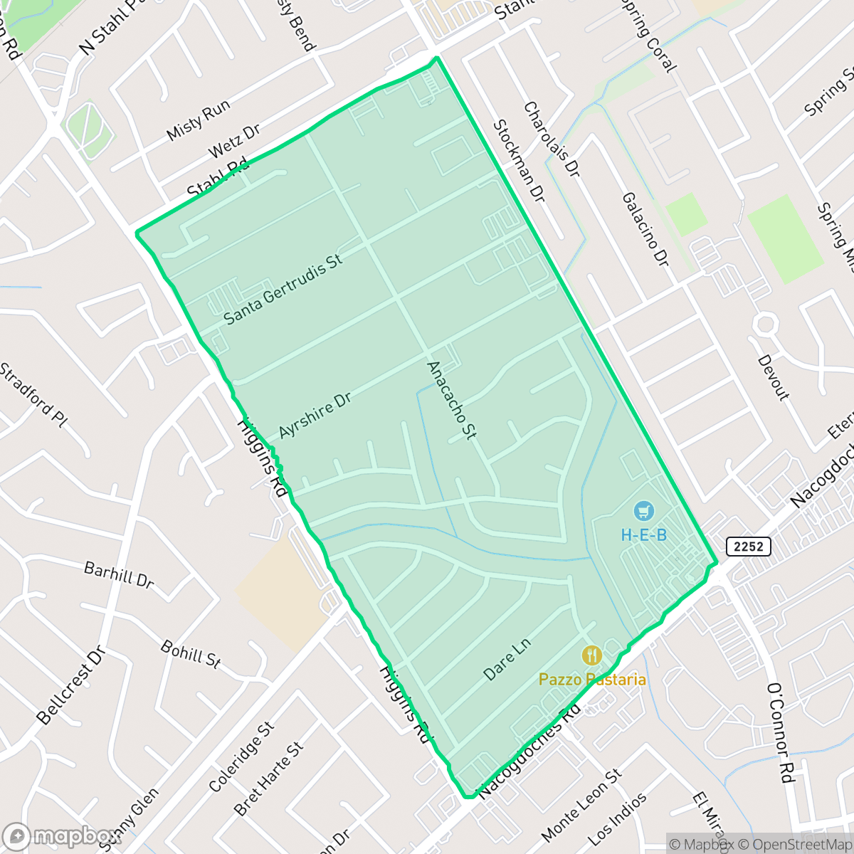 Map showing the location of El Chaparral Fertile Valley, San Antonio, TX
