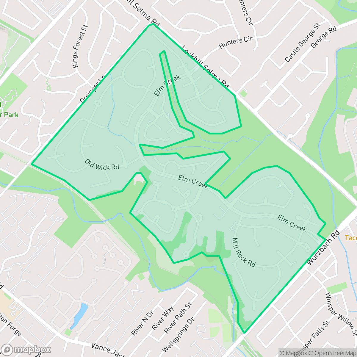 Map showing the location of Elm Creek, San Antonio, TX