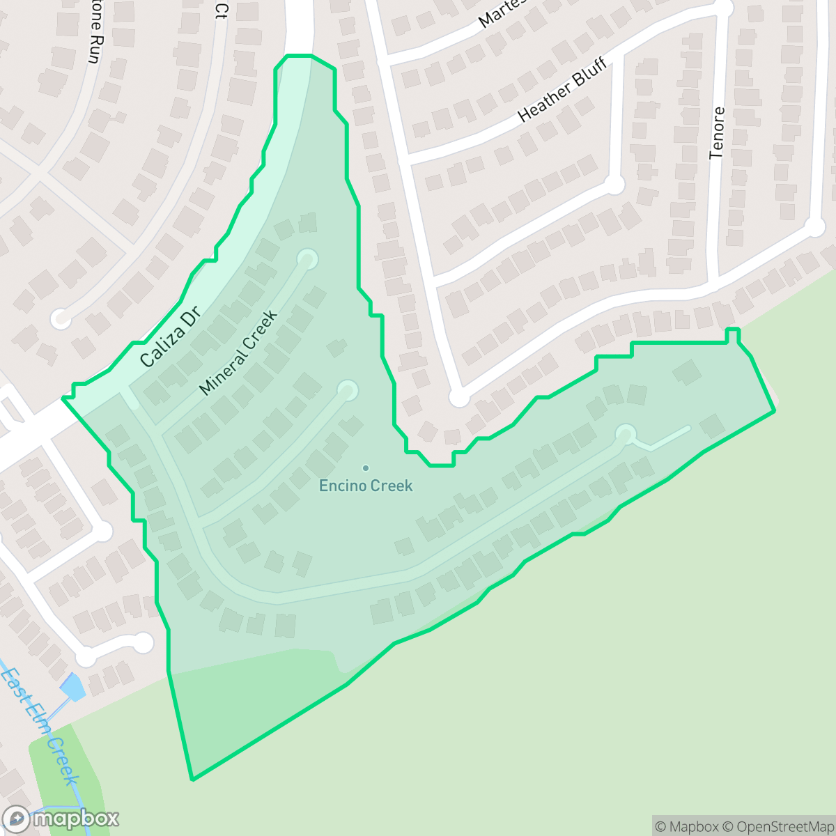 Map showing the location of Encino Creek, San Antonio, TX