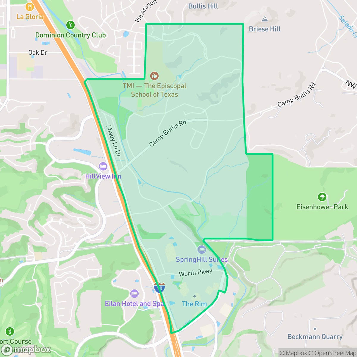 Map showing the location of Forest Crest, San Antonio, TX