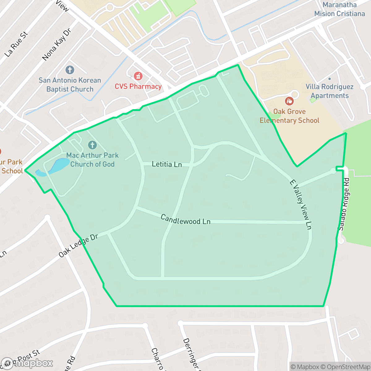 Map showing the location of Forest Oak, San Antonio, TX