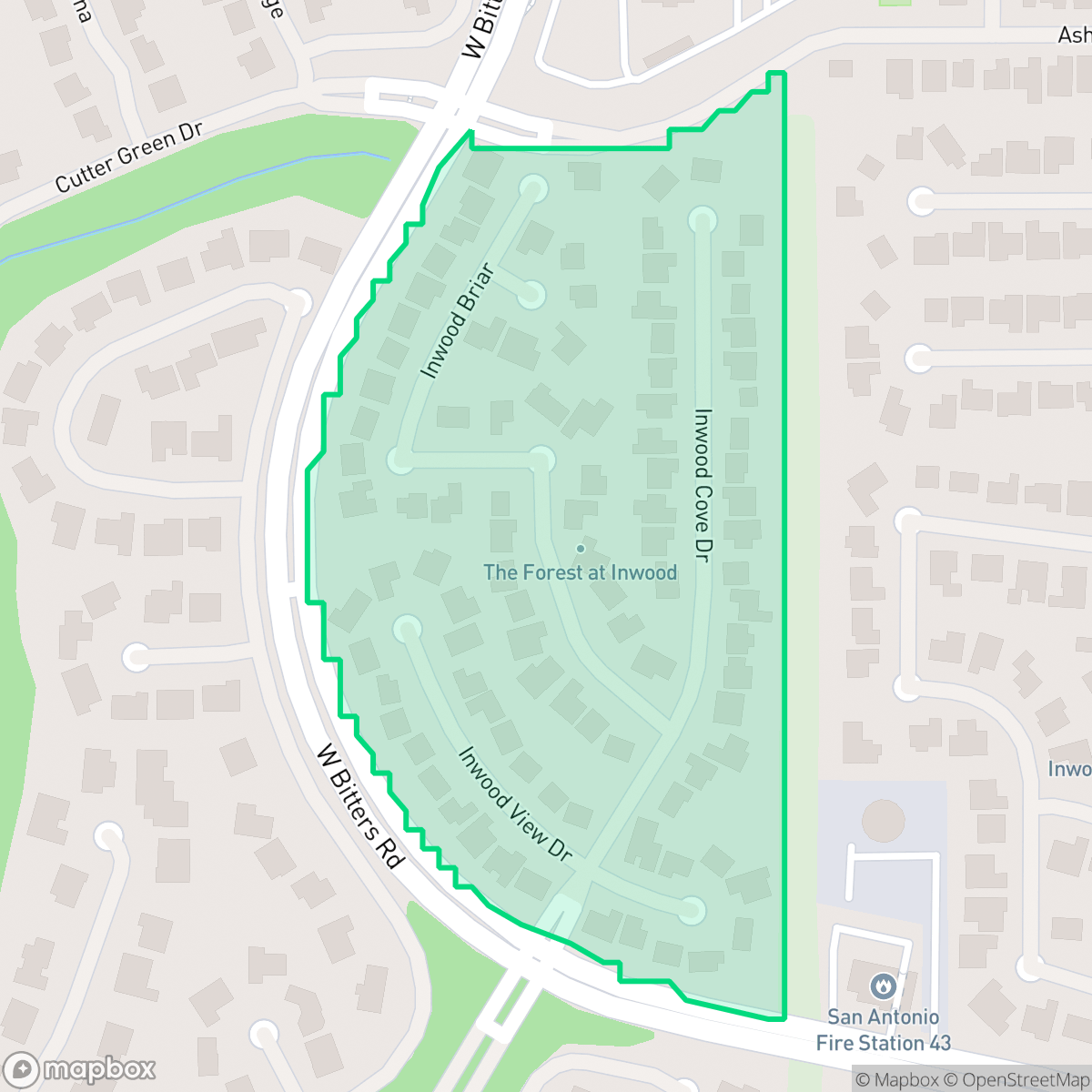 Map showing the location of Forests at Inwood, San Antonio, TX