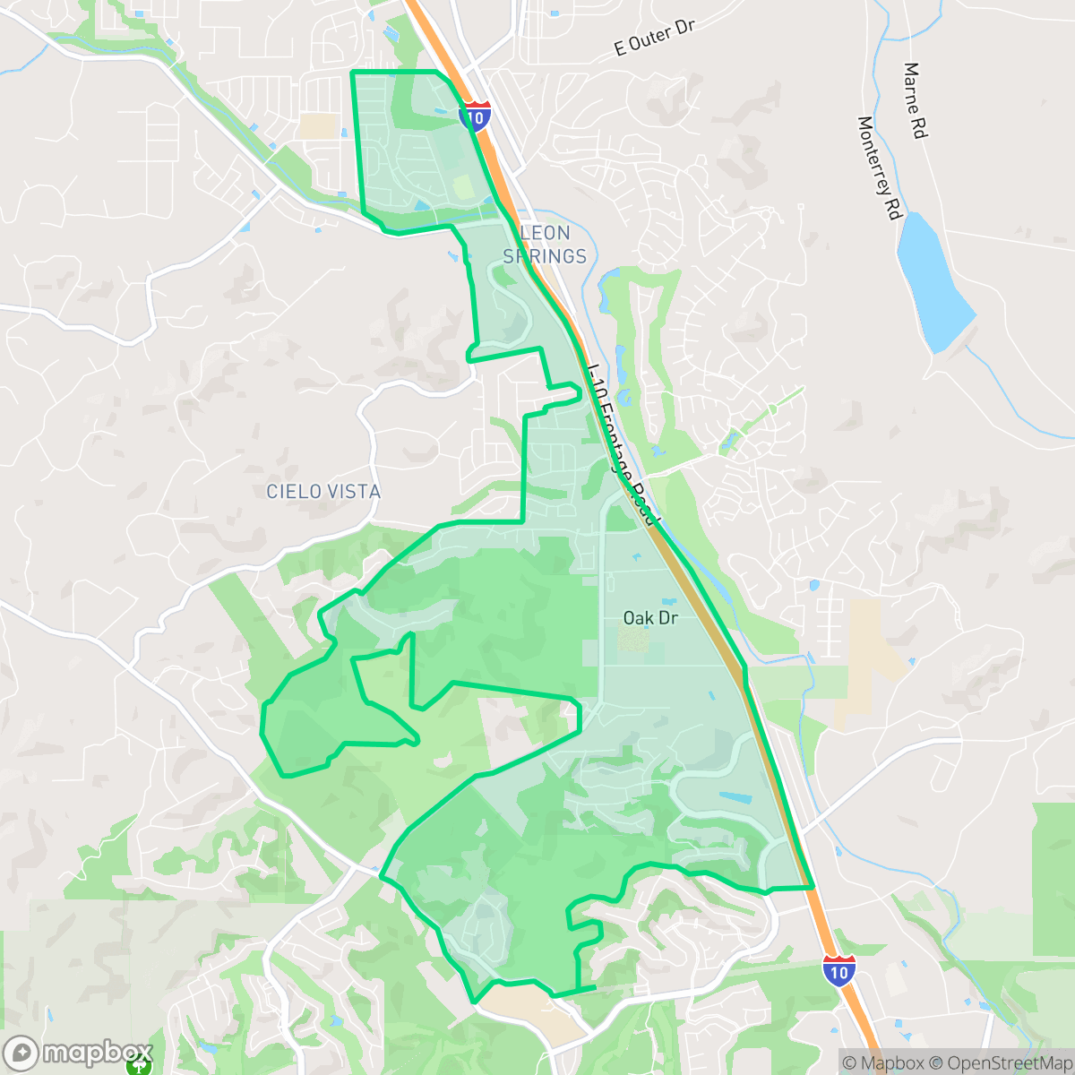 Map showing the location of Friedrich Wilderness Park, San Antonio, TX