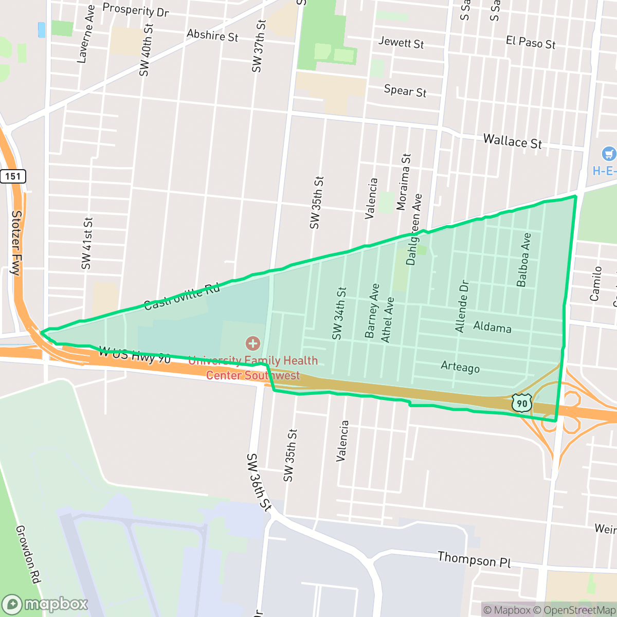 Map showing the location of Greater Gardendale, San Antonio, TX