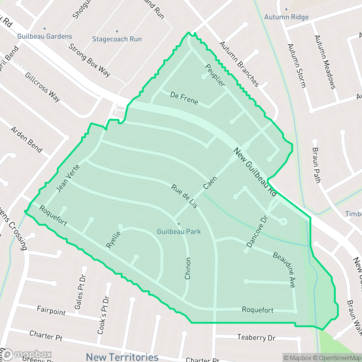 Map showing the location of Guilbeau Park, San Antonio, TX