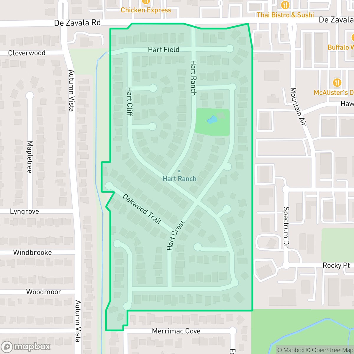 Map showing the location of Hart Ranch Unit One, San Antonio, TX