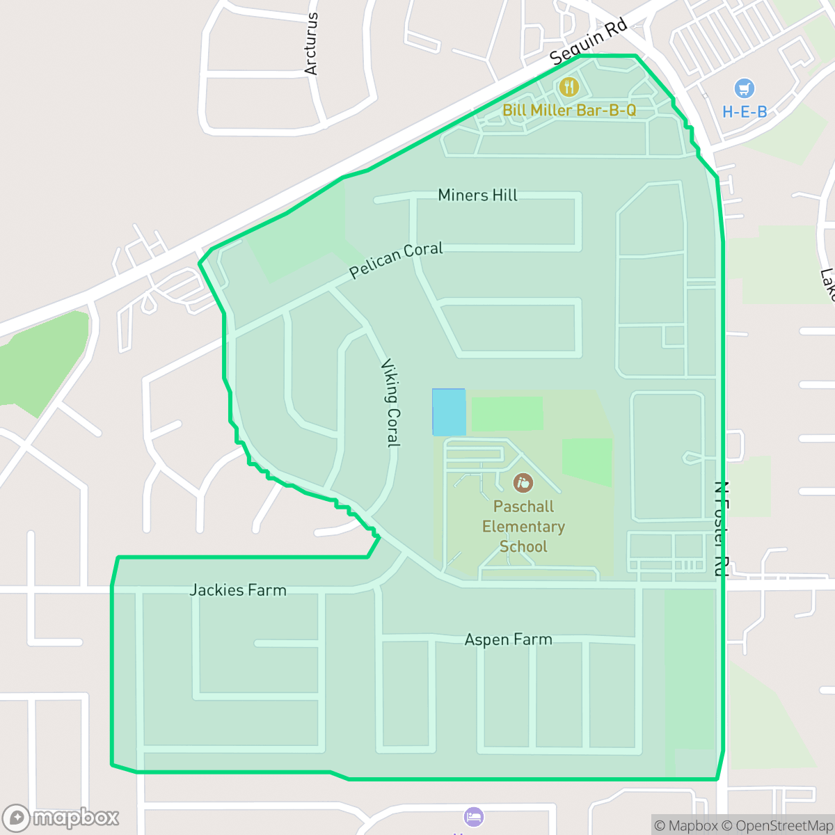 Map showing the location of Highland Farms, San Antonio, TX