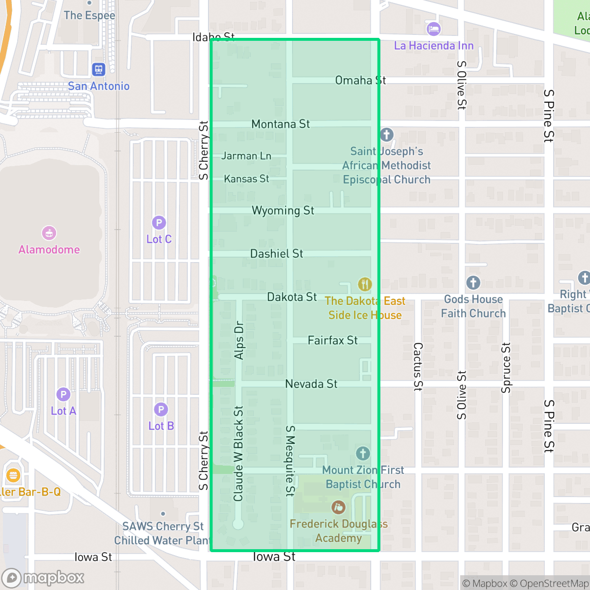 Map showing the location of Historic Gardens, San Antonio, TX