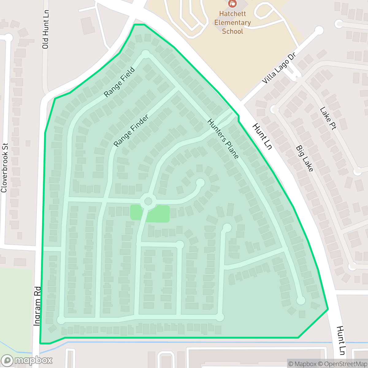 Map showing the location of Hunt Crossing, San Antonio, TX
