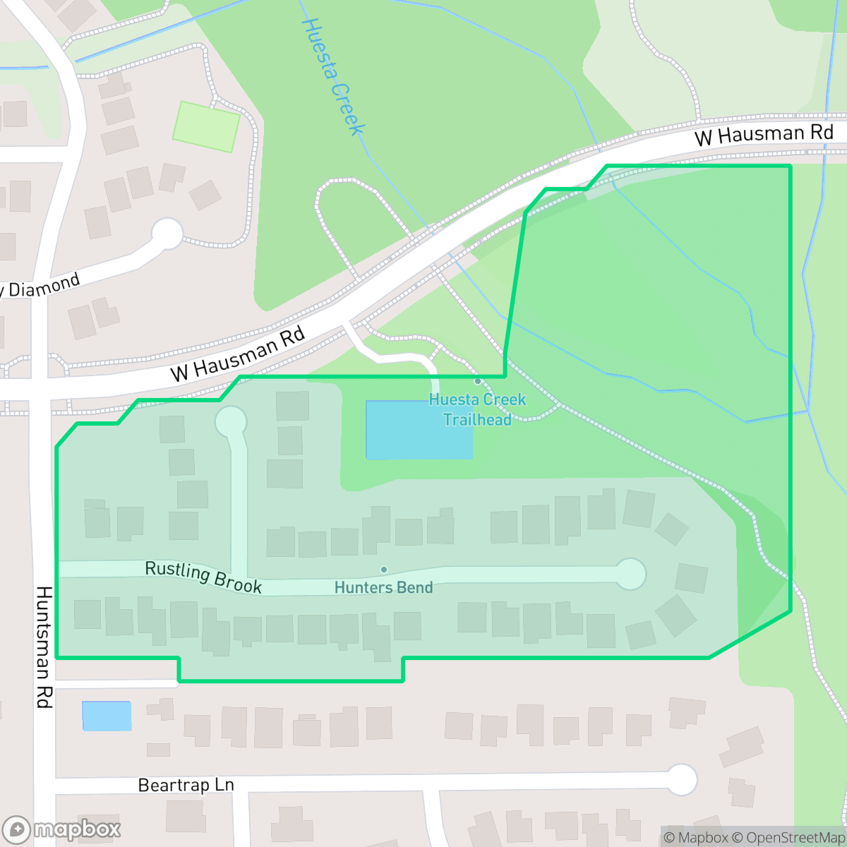 Map showing the location of Hunters Brook-Hunters Chase II, San Antonio, TX
