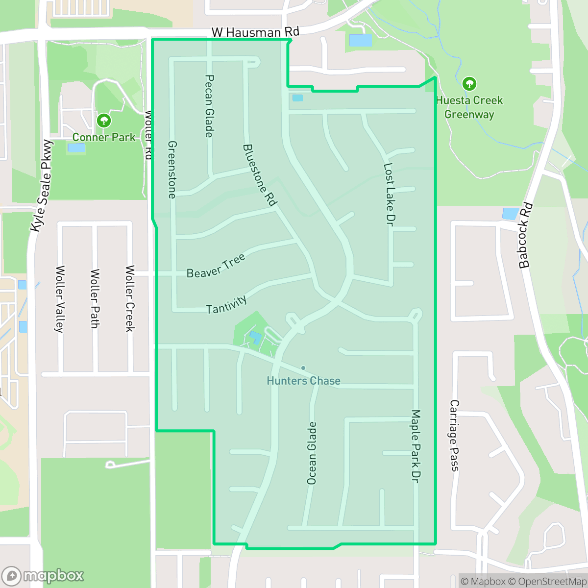 Map showing the location of Hunters Chase II, San Antonio, TX