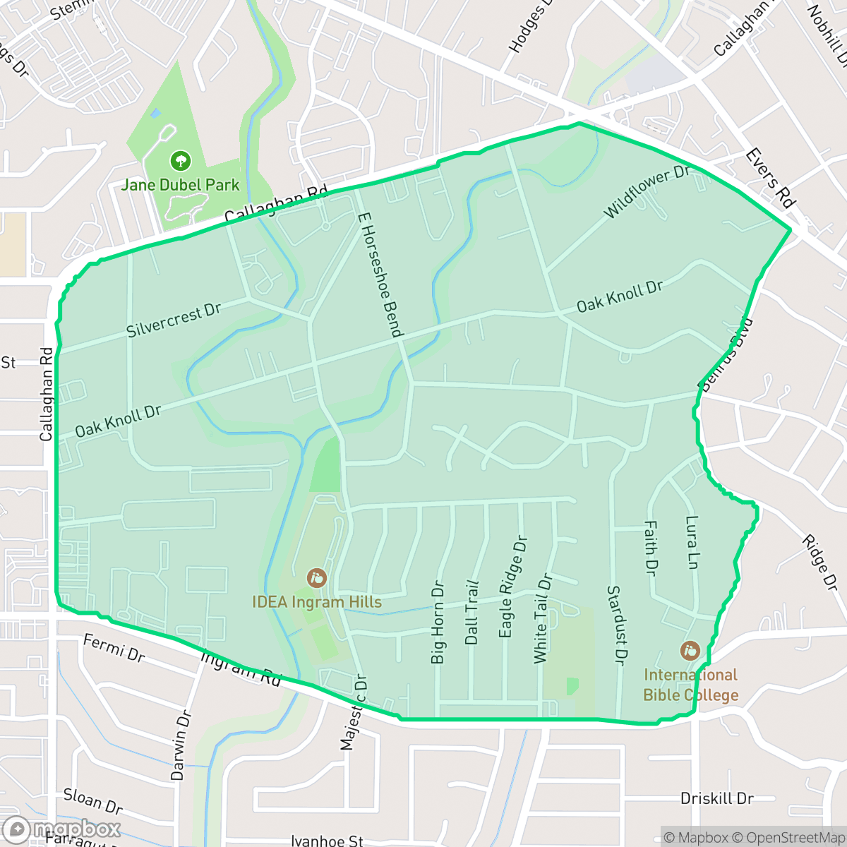 Map showing the location of Ingram Hills, San Antonio, TX